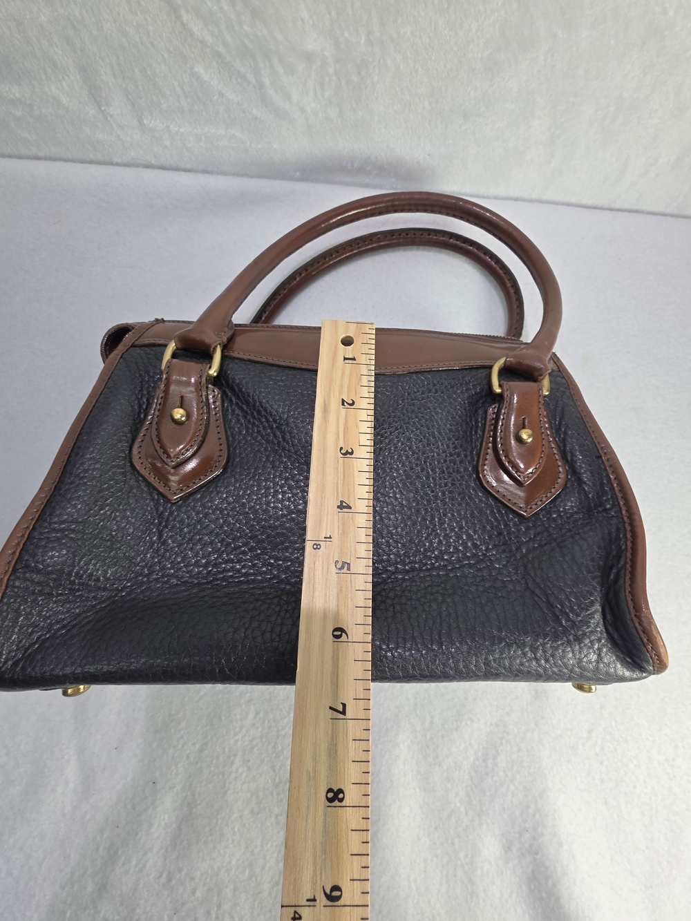 Vintage Dooney & Bourke All Weather Leather Satchel Black Pebbled Leather - Picture 11 of 12